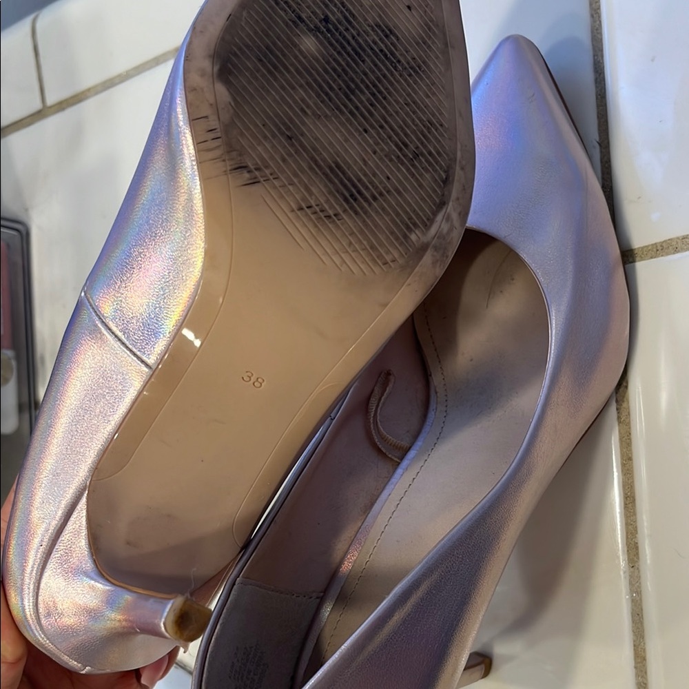 H&M Women's Shimmering Holographic Icy Pink 2 in heel Size 38 - Picture 8 of 10